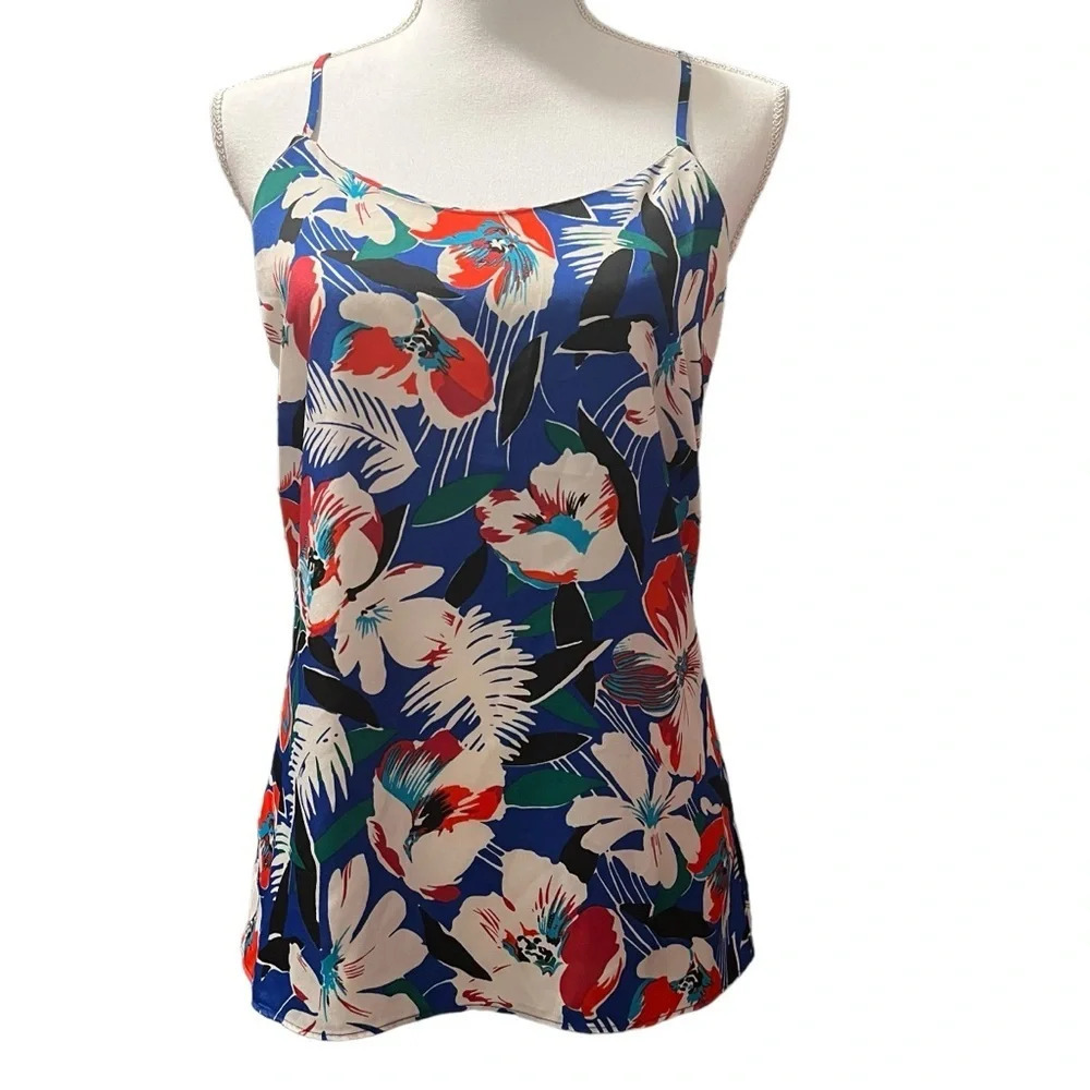 J. Crew Tropical Print Racerback Camisole With Adjustable Straps Women's Sz 2